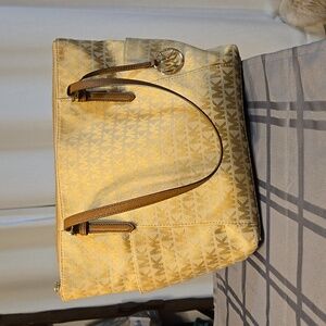 Michael Kors Jet Set Monogram Tote, Camel color